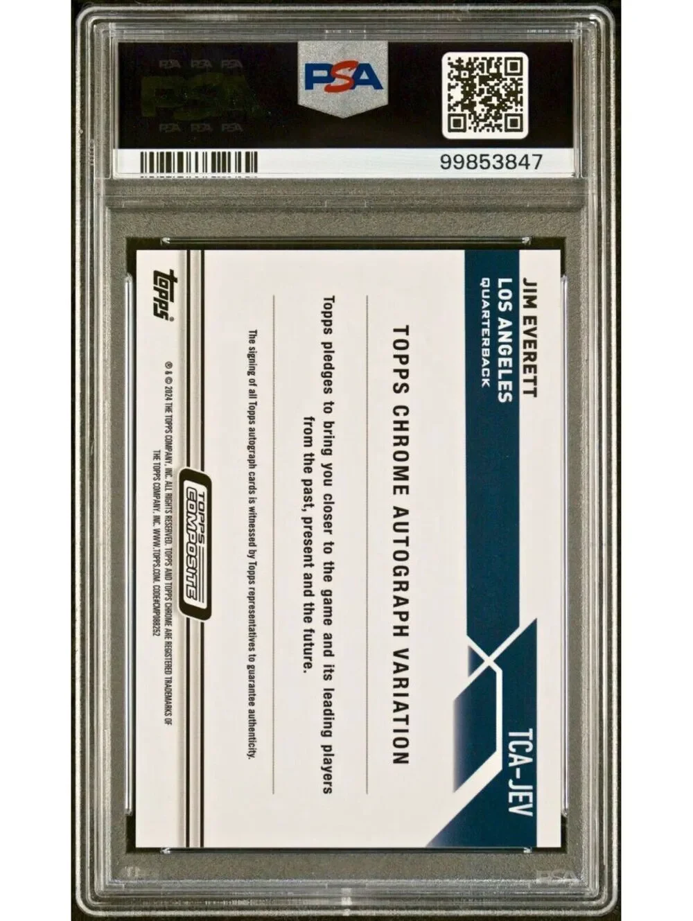 Jim Everett 2023 Topps Chrome NFL #TCA-JEV Blue Refractor 054/150 PSA 9 Auto 8